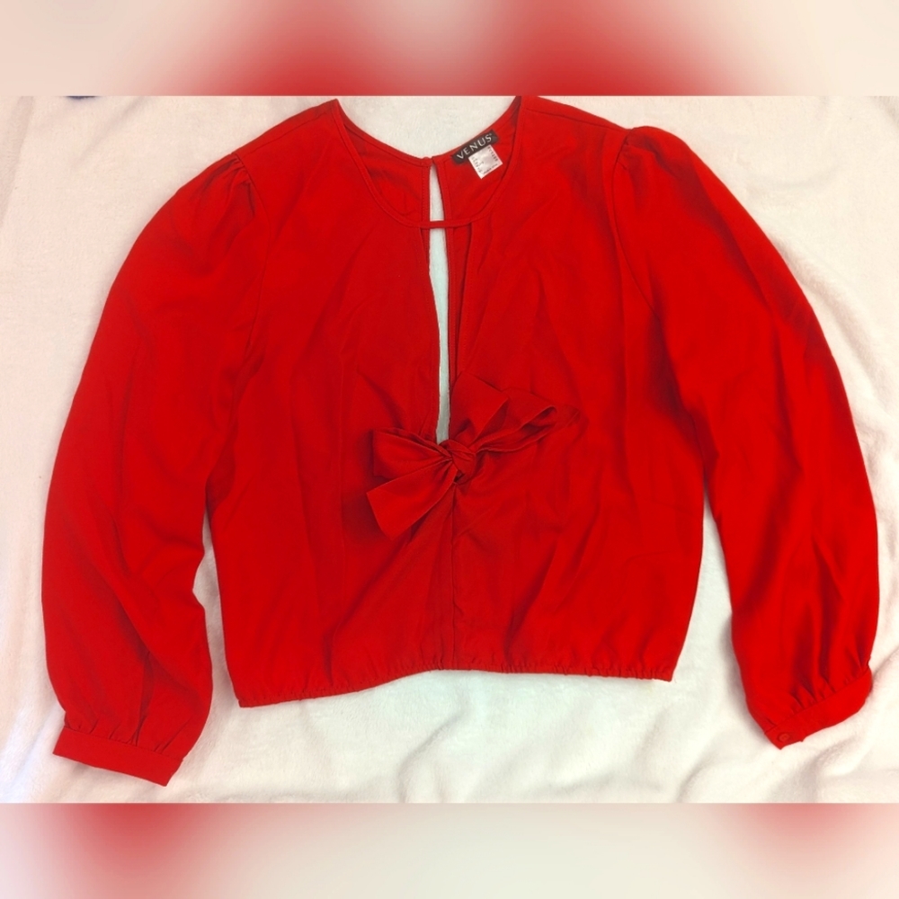 Venus red open front and back blouse